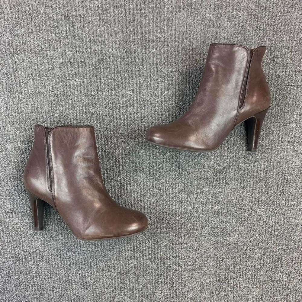 Gianni Bini Brown‎ Leather Side Zip Stiletto Heel Boots   Womens Size 7.5 M